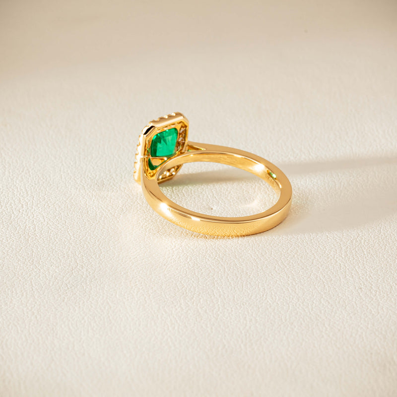 18ct Yellow Gold 1.38ct Emerald & Diamond Nina Ring