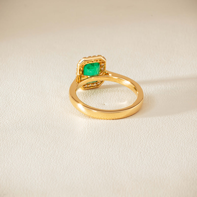 18ct Yellow Gold 1.38ct Emerald & Diamond Nina Ring