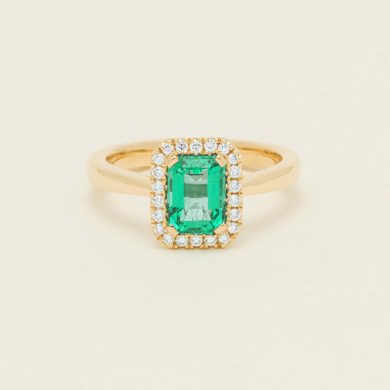 18ct Yellow Gold 1.38ct Emerald & Diamond Nina Ring