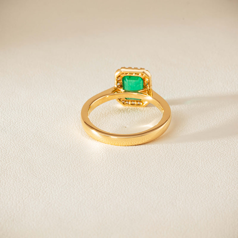 18ct Yellow Gold 1.38ct Emerald & Diamond Nina Ring