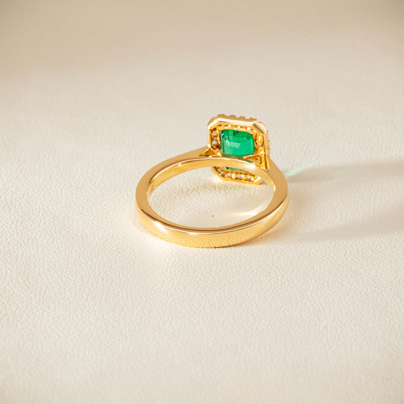 18ct Yellow Gold 1.38ct Emerald & Diamond Nina Ring