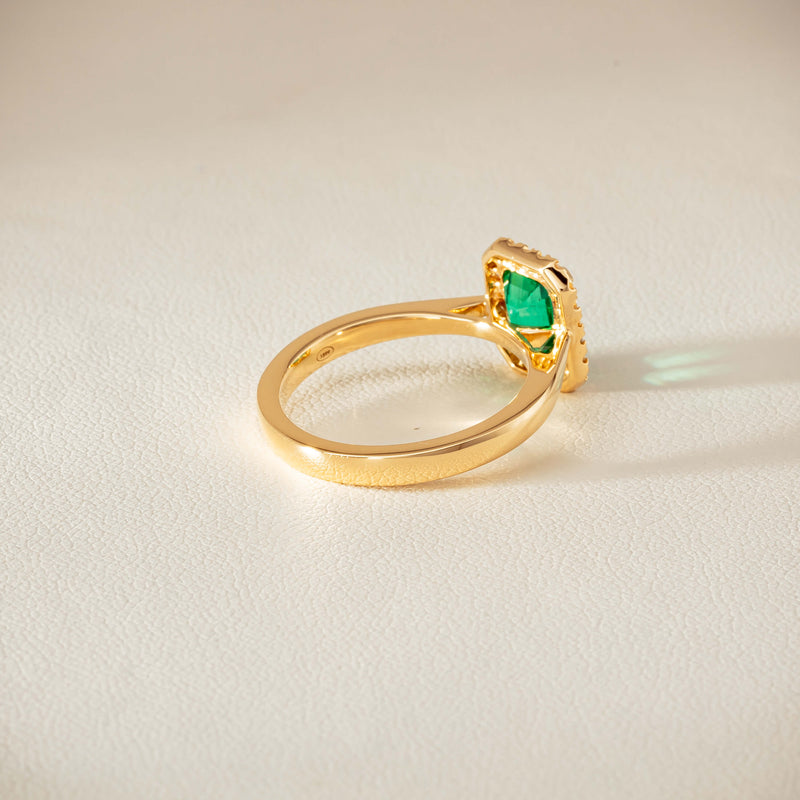 18ct Yellow Gold 1.38ct Emerald & Diamond Nina Ring