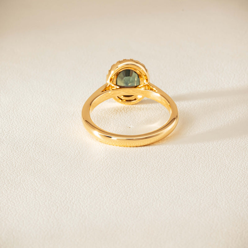 18ct Yellow Gold 2.37ct Green Sapphire & Diamond Nina Ring