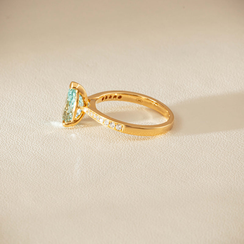 18ct Yellow Gold 1.78ct Aquamarine & Diamond Zenith Ring - Ring - Walker & Hall