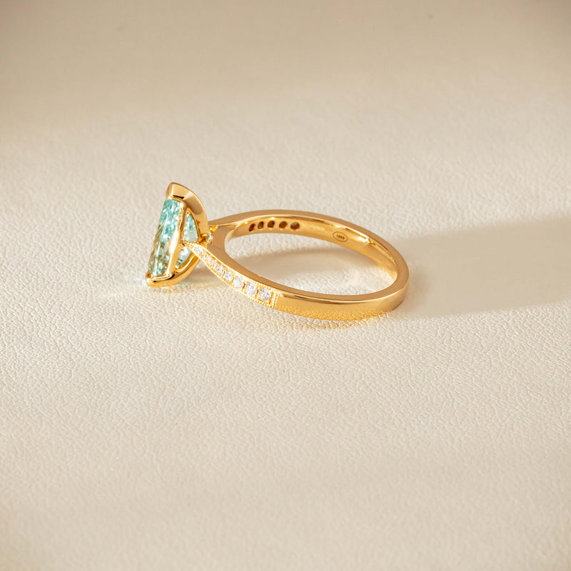 18ct Yellow Gold 1.78ct Aquamarine & Diamond Zenith Ring - Ring - Walker & Hall