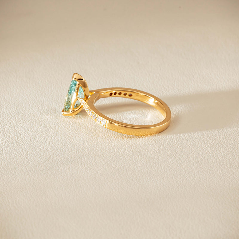 18ct Yellow Gold 1.78ct Aquamarine & Diamond Zenith Ring - Ring - Walker & Hall