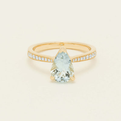 18ct Yellow Gold 1.78ct Aquamarine & Diamond Zenith Ring - Ring - Walker & Hall