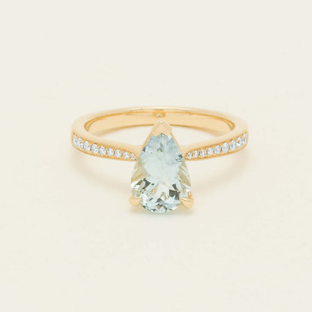 18ct Yellow Gold 1.78ct Aquamarine & Diamond Zenith Ring - Ring - Walker & Hall