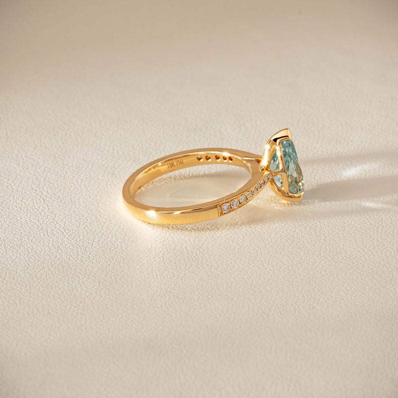 18ct Yellow Gold 1.78ct Aquamarine & Diamond Zenith Ring - Ring - Walker & Hall