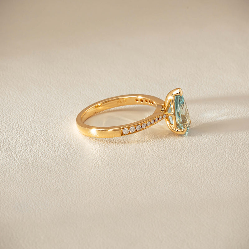 18ct Yellow Gold 1.78ct Aquamarine & Diamond Zenith Ring - Ring - Walker & Hall