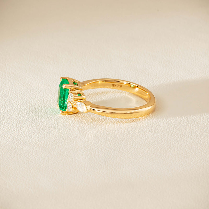 18ct Yellow Gold 1.44ct Emerald & Diamond Oriana Ring - Ring - Walker & Hall