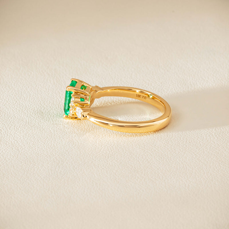 18ct Yellow Gold 1.44ct Emerald & Diamond Oriana Ring - Ring - Walker & Hall