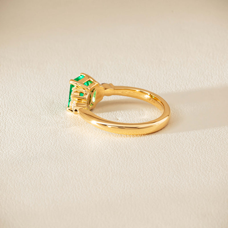 18ct Yellow Gold 1.44ct Emerald & Diamond Oriana Ring - Ring - Walker & Hall