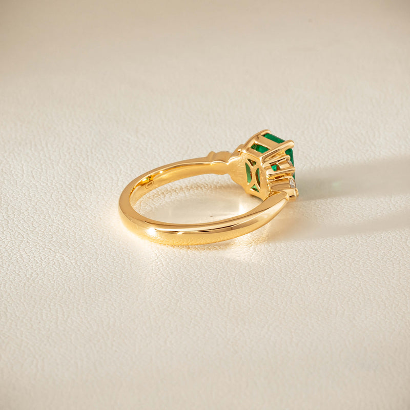 18ct Yellow Gold 1.44ct Emerald & Diamond Oriana Ring - Ring - Walker & Hall