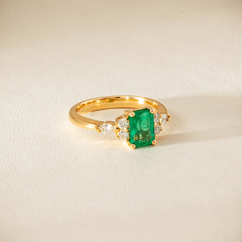 18ct Yellow Gold 1.44ct Emerald & Diamond Oriana Ring - Ring - Walker & Hall