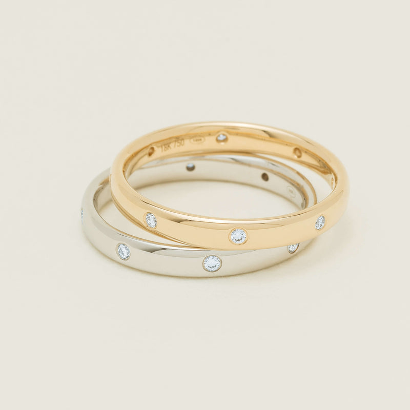 18ct White Gold .08ct Diamond Lucky Band - Ring - Walker & Hall