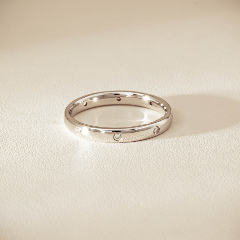 18ct White Gold .08ct Diamond Lucky Band - Ring - Walker & Hall