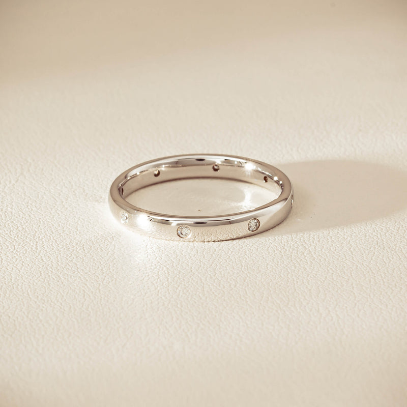 18ct White Gold .08ct Diamond Lucky Band - Ring - Walker & Hall