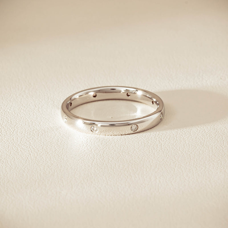 18ct White Gold .08ct Diamond Lucky Band - Ring - Walker & Hall