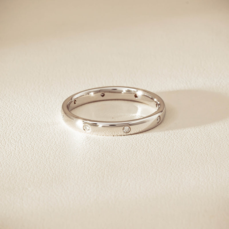 18ct White Gold .08ct Diamond Lucky Band - Ring - Walker & Hall