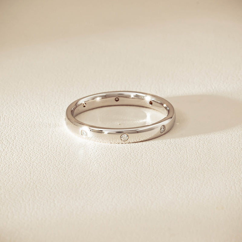 18ct White Gold .08ct Diamond Lucky Band - Ring - Walker & Hall