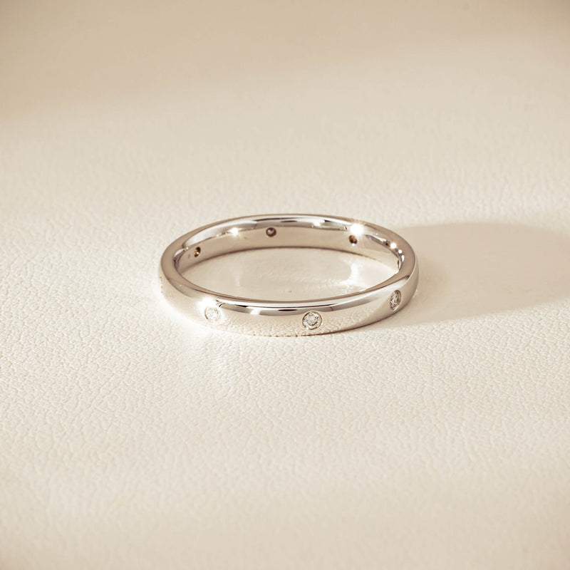 18ct White Gold .08ct Diamond Lucky Band - Ring - Walker & Hall