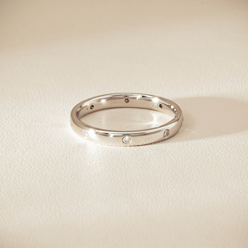 18ct White Gold .08ct Diamond Lucky Band - Ring - Walker & Hall