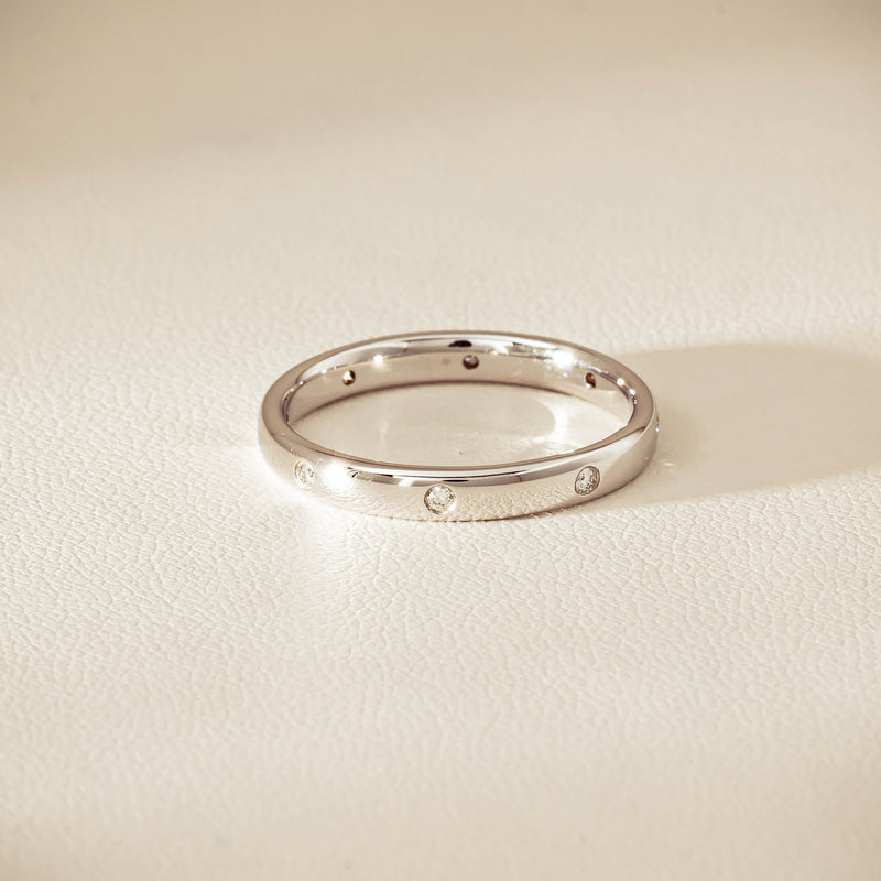 18ct White Gold .08ct Diamond Lucky Band - Ring - Walker & Hall