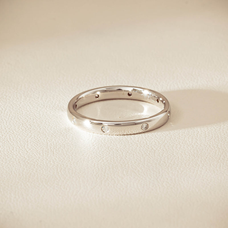 18ct White Gold .08ct Diamond Lucky Band - Ring - Walker & Hall