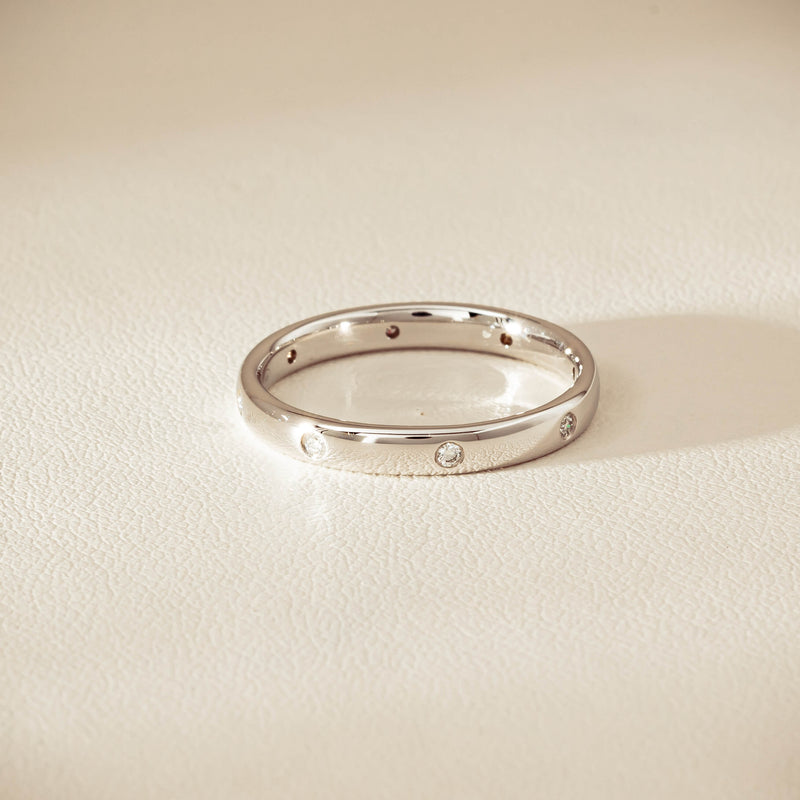 18ct White Gold .08ct Diamond Lucky Band - Ring - Walker & Hall