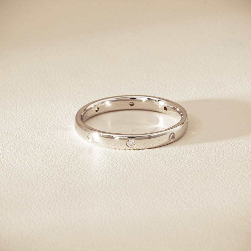 18ct White Gold .08ct Diamond Lucky Band - Ring - Walker & Hall