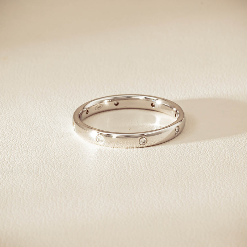 18ct White Gold .08ct Diamond Lucky Band - Ring - Walker & Hall