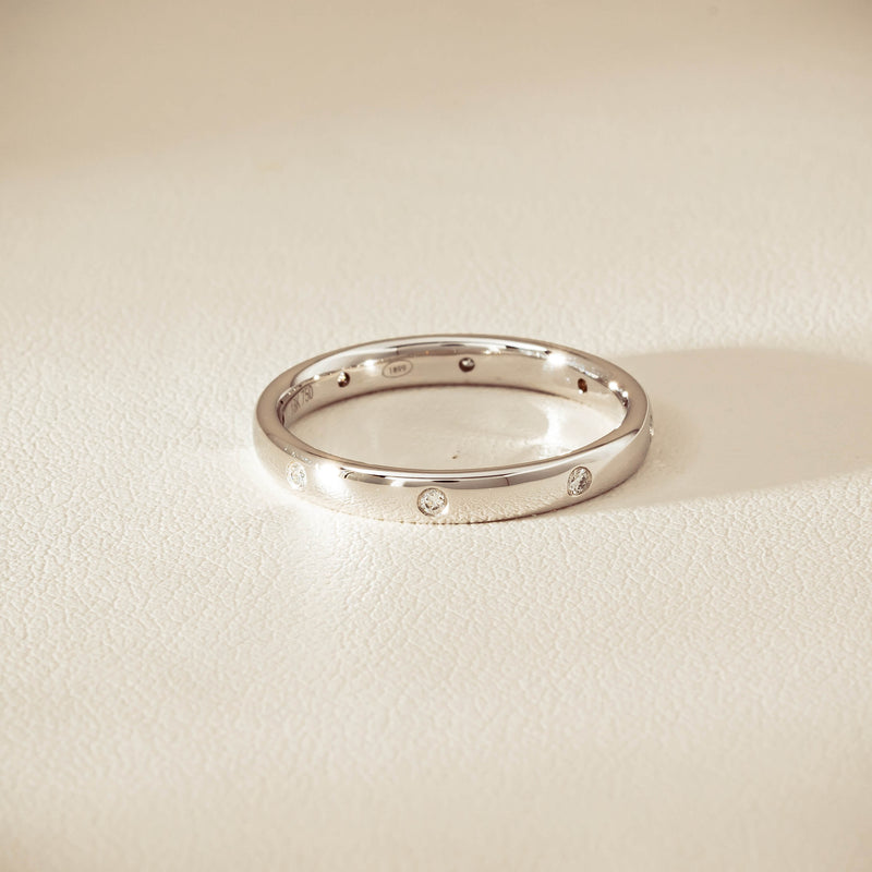 18ct White Gold .08ct Diamond Lucky Band - Ring - Walker & Hall