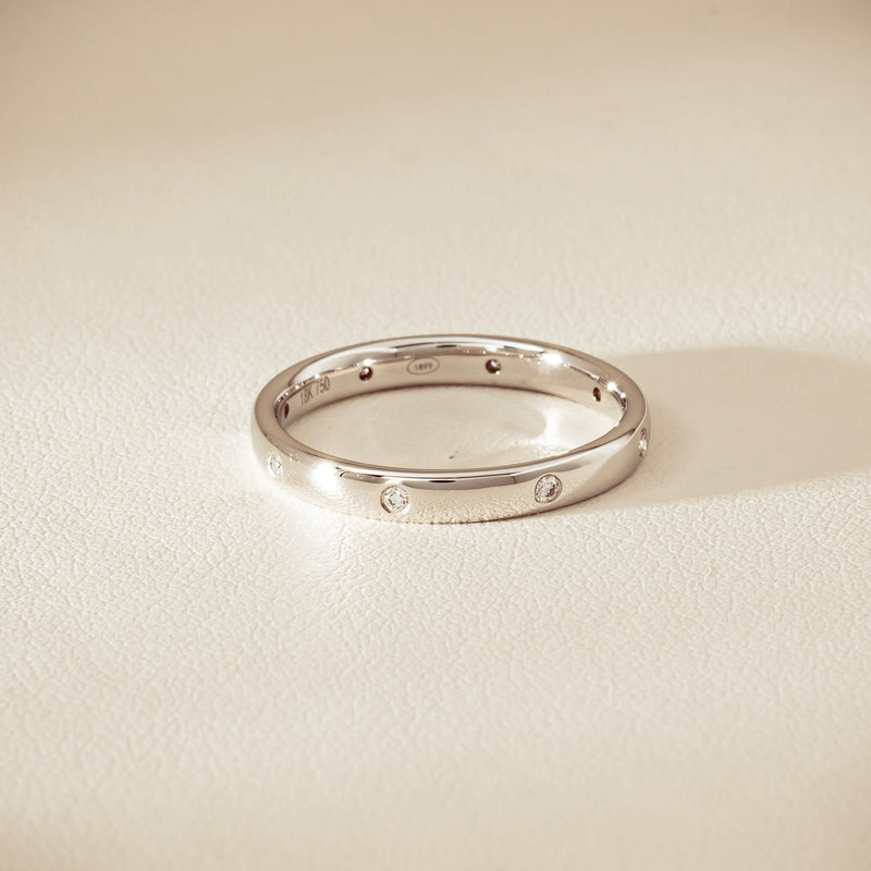 18ct White Gold .08ct Diamond Lucky Band - Ring - Walker & Hall