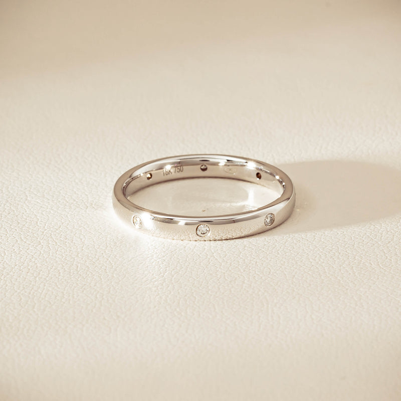 18ct White Gold .08ct Diamond Lucky Band - Ring - Walker & Hall