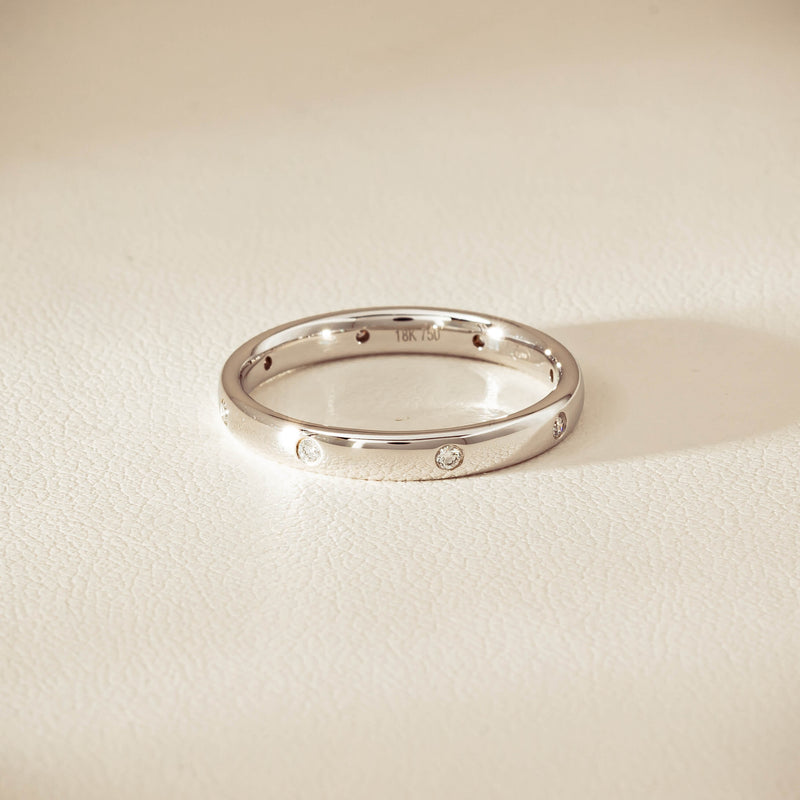 18ct White Gold .08ct Diamond Lucky Band - Ring - Walker & Hall