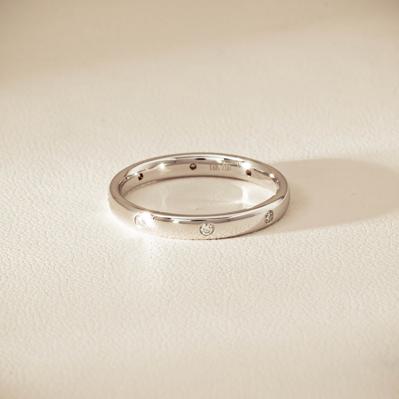 18ct White Gold .08ct Diamond Lucky Band - Ring - Walker & Hall