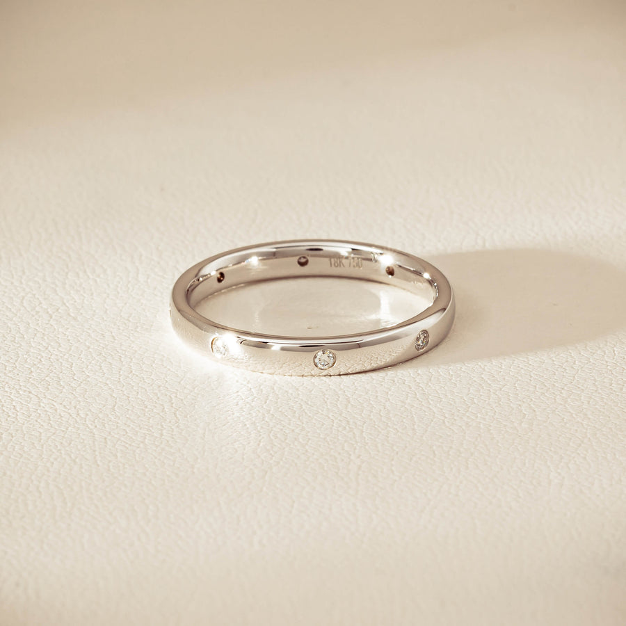 18ct White Gold .08ct Diamond Lucky Band - Ring - Walker & Hall