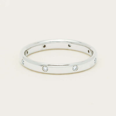 18ct White Gold .08ct Diamond Lucky Band - Ring - Walker & Hall