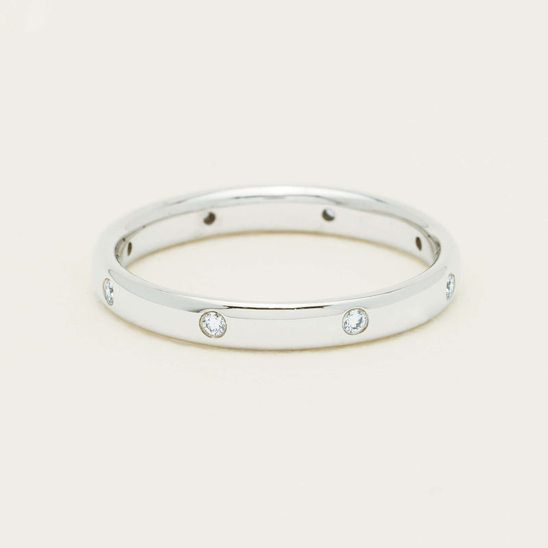 18ct White Gold .08ct Diamond Lucky Band - Ring - Walker & Hall