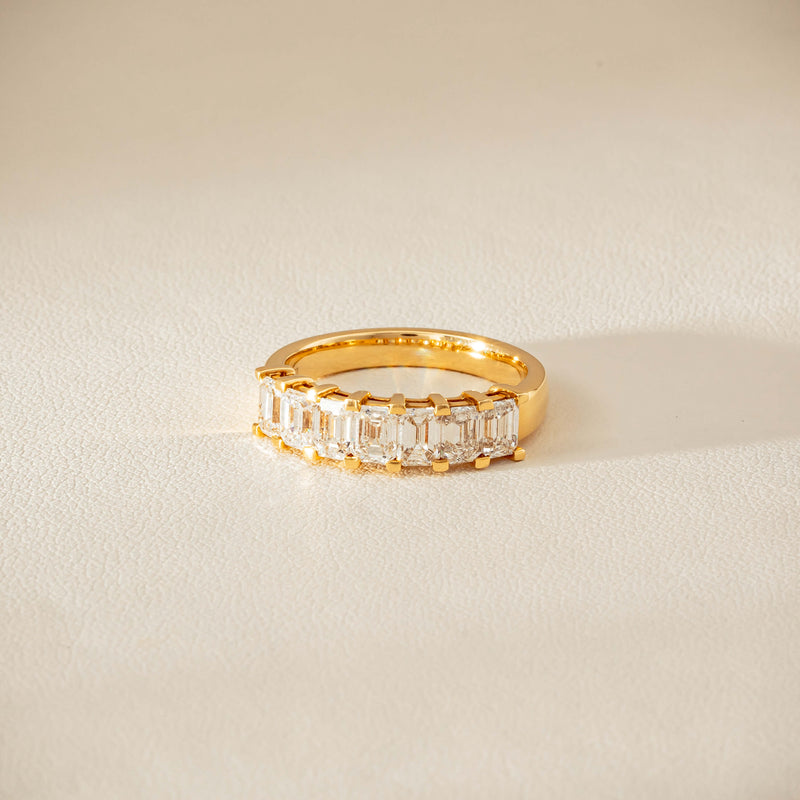 18ct Yellow Gold Emerald Cut Diamond Asra Ring - Ring - Walker & Hall