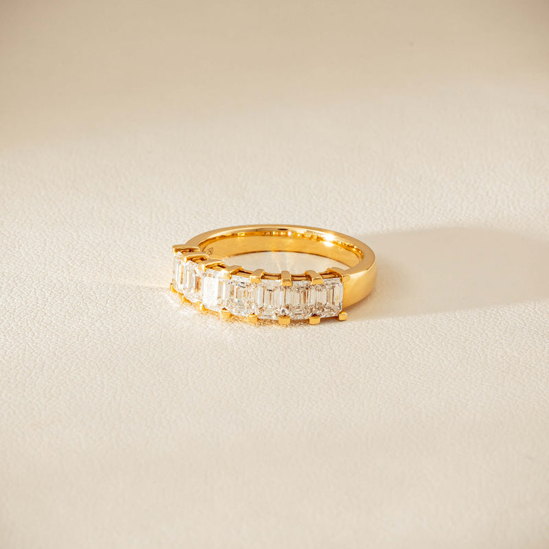 18ct Yellow Gold Emerald Cut Diamond Asra Ring - Ring - Walker & Hall