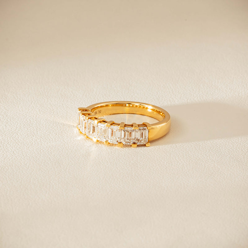 18ct Yellow Gold Emerald Cut Diamond Asra Ring - Ring - Walker & Hall