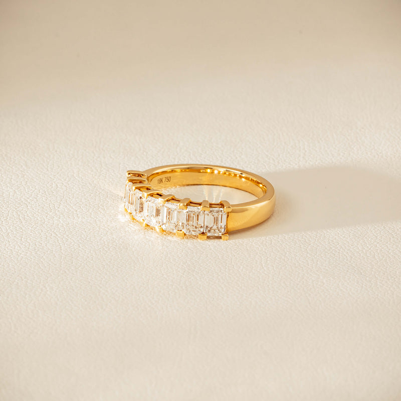 18ct Yellow Gold Emerald Cut Diamond Asra Ring - Ring - Walker & Hall