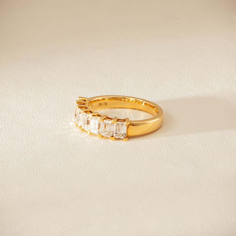 18ct Yellow Gold Emerald Cut Diamond Asra Ring - Ring - Walker & Hall
