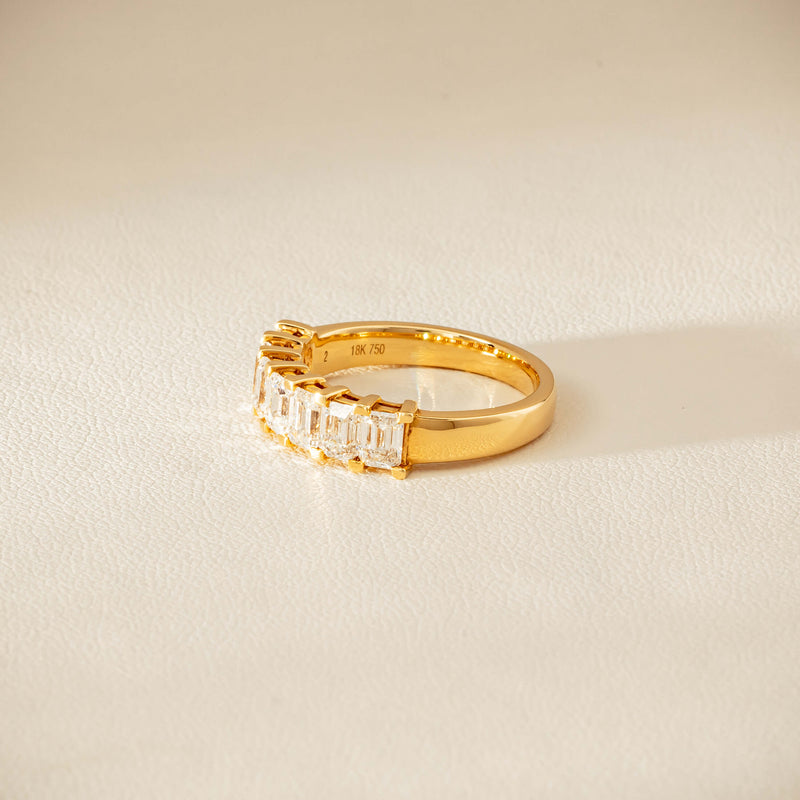 18ct Yellow Gold Emerald Cut Diamond Asra Ring - Ring - Walker & Hall