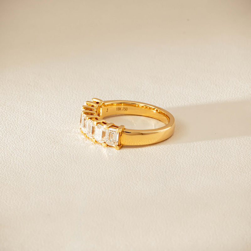 18ct Yellow Gold Emerald Cut Diamond Asra Ring - Ring - Walker & Hall