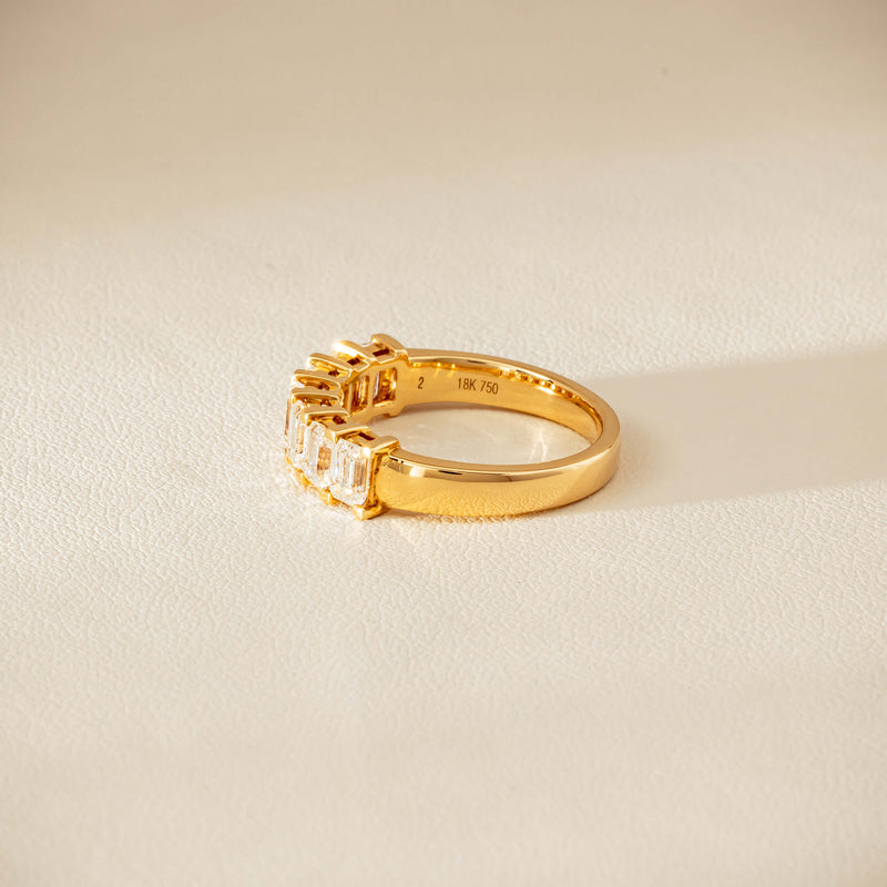 18ct Yellow Gold Emerald Cut Diamond Asra Ring - Ring - Walker & Hall