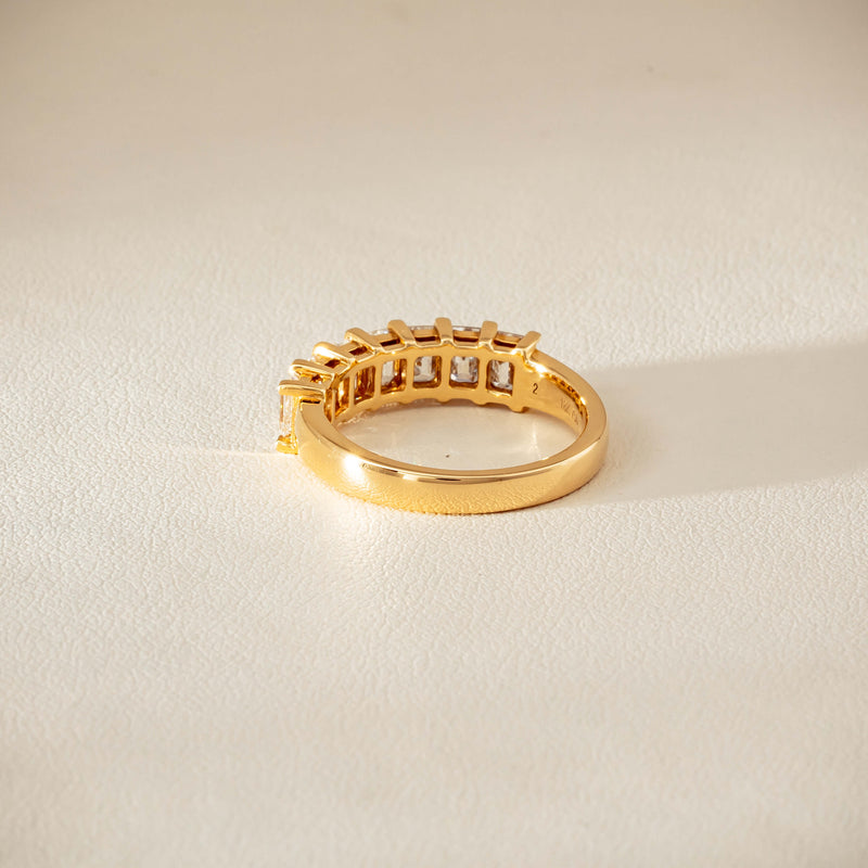 18ct Yellow Gold Emerald Cut Diamond Asra Ring - Ring - Walker & Hall