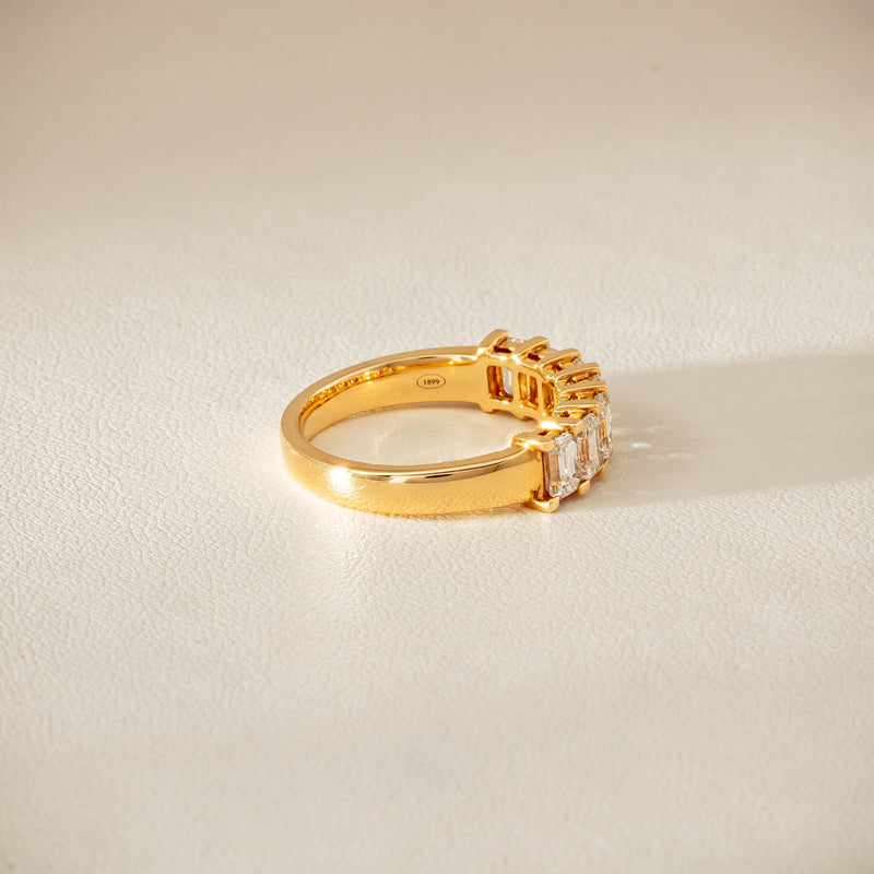 18ct Yellow Gold Emerald Cut Diamond Asra Ring - Ring - Walker & Hall
